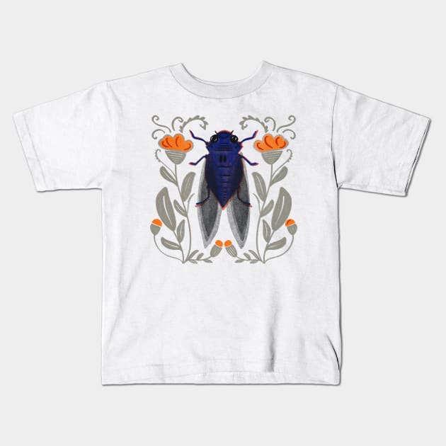 Cicada Bug in the Garden Kids T-Shirt by Halley G-Shirts